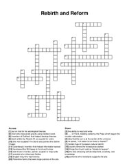 Rebirth and Reform crossword puzzle