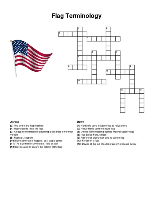 Flag Terminology Crossword Puzzle