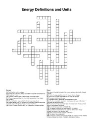 Energy Definitions and Units crossword puzzle