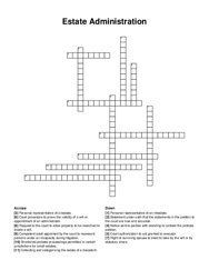 Estate Administration crossword puzzle