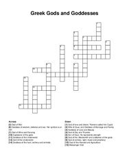 Greek Gods and Goddesses crossword puzzle