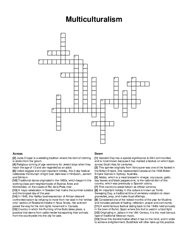 Multiculturalism crossword puzzle