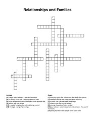 Relationships and Families crossword puzzle