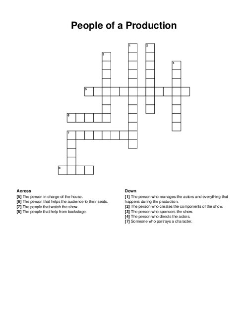 People of a Production Crossword Puzzle