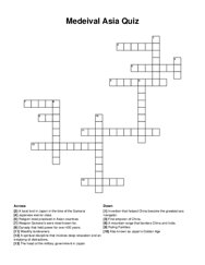 Medeival Asia Quiz crossword puzzle