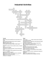 Industrial Activities crossword puzzle