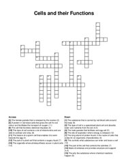 Cells and their Functions crossword puzzle