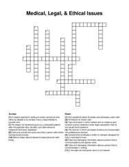 Medical, Legal, & Ethical Issues crossword puzzle