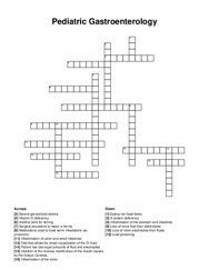 Pediatric Gastroenterology crossword puzzle