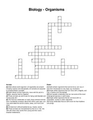 Biology - Organisms crossword puzzle