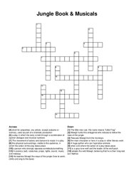 Jungle Book & Musicals crossword puzzle