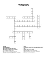 Photography crossword puzzle