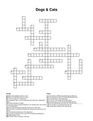 Dogs & Cats crossword puzzle
