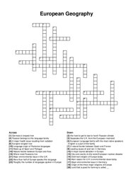 European Geography crossword puzzle