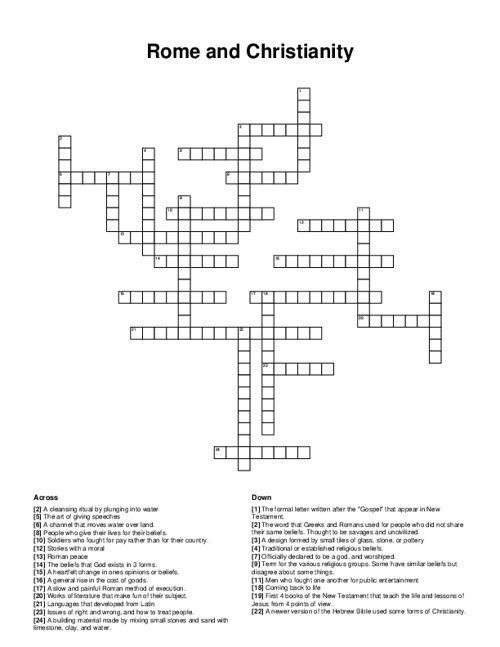 Rome and Christianity Crossword Puzzle
