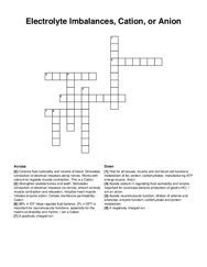 Electrolyte Imbalances, Cation, or Anion crossword puzzle