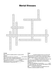 Mental Illnesses crossword puzzle