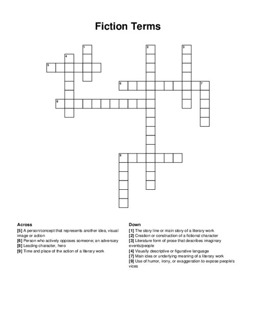 Fiction Terms Crossword Puzzle