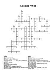 Asia and Africa crossword puzzle