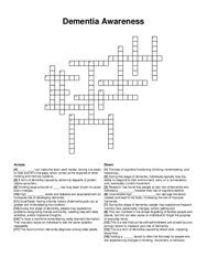 Dementia Awareness crossword puzzle