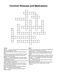 Common Illnesses and Medications crossword puzzle