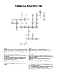 Hazardous Environments crossword puzzle