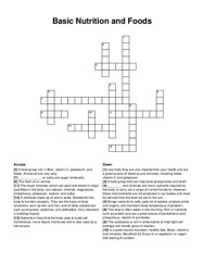 Basic Nutrition and Foods crossword puzzle