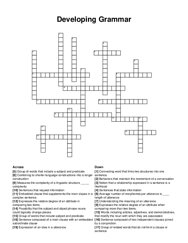 Developing Grammar crossword puzzle