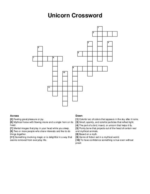 Unicorn Crossword Crossword Puzzle