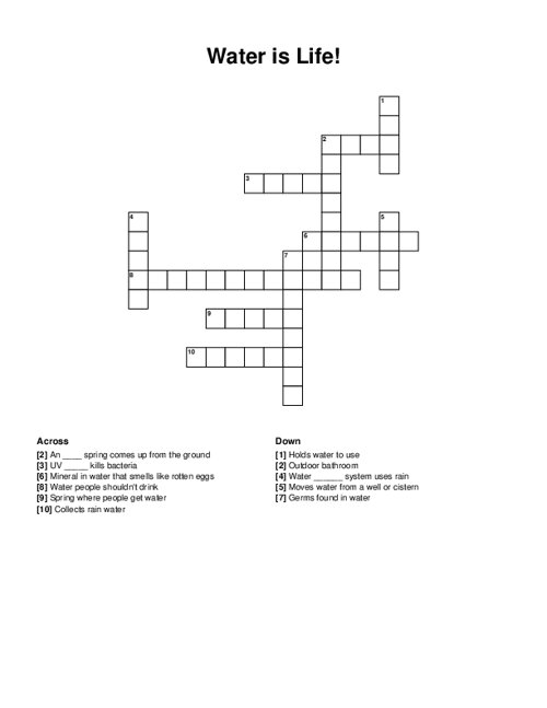 Water is Life! Crossword Puzzle