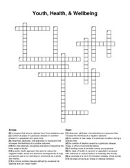 Youth, Health, & Wellbeing crossword puzzle