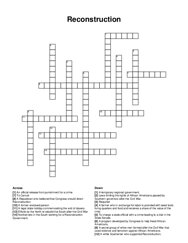 Reconstruction crossword puzzle