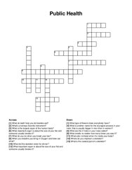 Public Health crossword puzzle