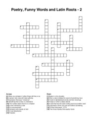 Poetry, Funny Words and Latin Roots - 2 crossword puzzle