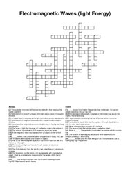 Electromagnetic Waves (light Energy) crossword puzzle