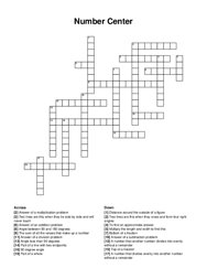 Number Center crossword puzzle