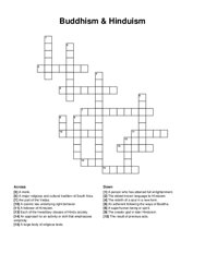 Buddhism & Hinduism crossword puzzle