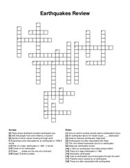 Earthquakes Review crossword puzzle