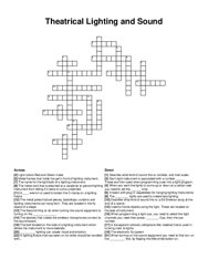 Theatrical Lighting and Sound crossword puzzle