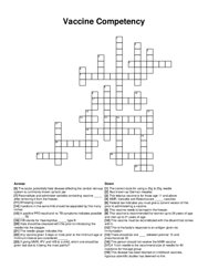 Vaccine Competency crossword puzzle