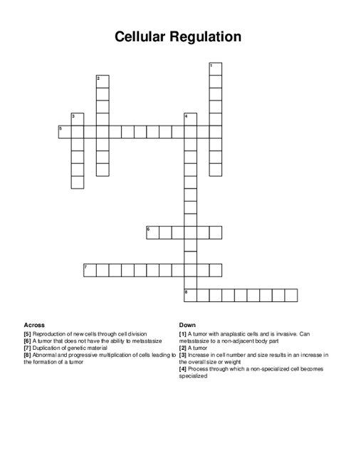 Cellular Regulation Crossword Puzzle