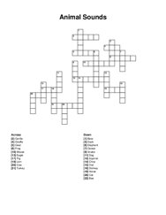 Animal Sounds crossword puzzle