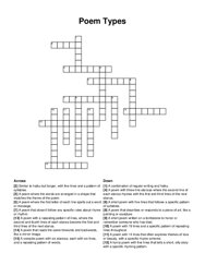 Poem Types crossword puzzle