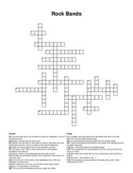 Rock Bands crossword puzzle