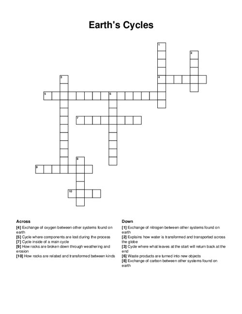 Earths Cycles Crossword Puzzle