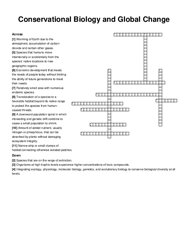 Conservational Biology and Global Change crossword puzzle