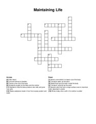 Maintaining Life crossword puzzle