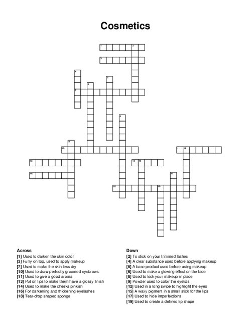 Cosmetics Crossword Puzzle