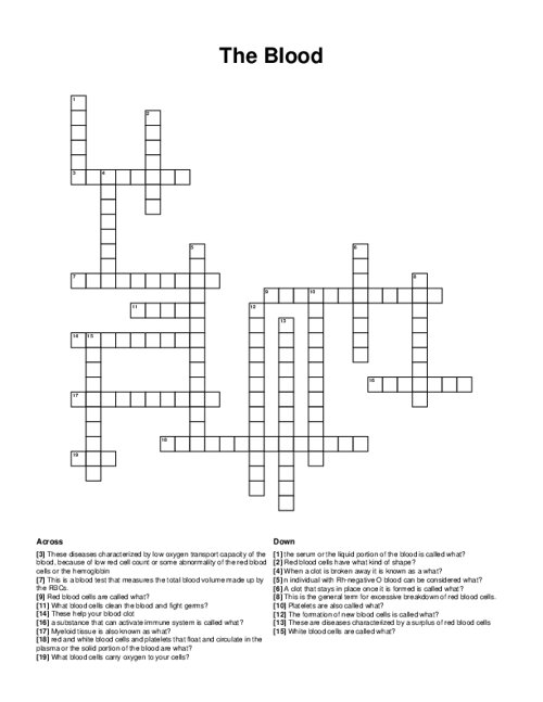 The Blood Crossword Puzzle