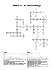 Matter in Our Surroundings crossword puzzle